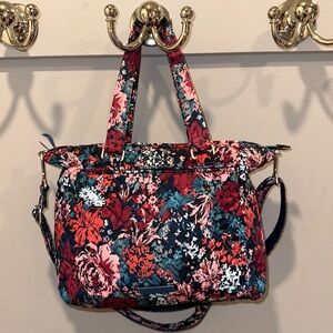 Vera Bradley Cabbage Rose Cabernet Multi-Strap Shoulder Bag in Performance Twill